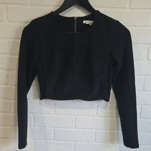 Club Monaco Black Long Sleeve Crop Top